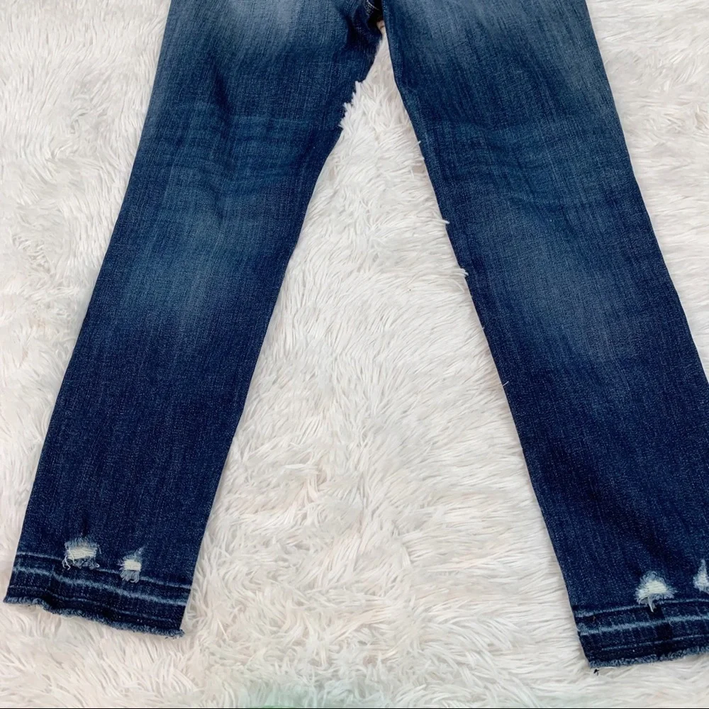 J‎ Brand Ruby high rise skinny crop jeans in Jasper destruct released hem blue